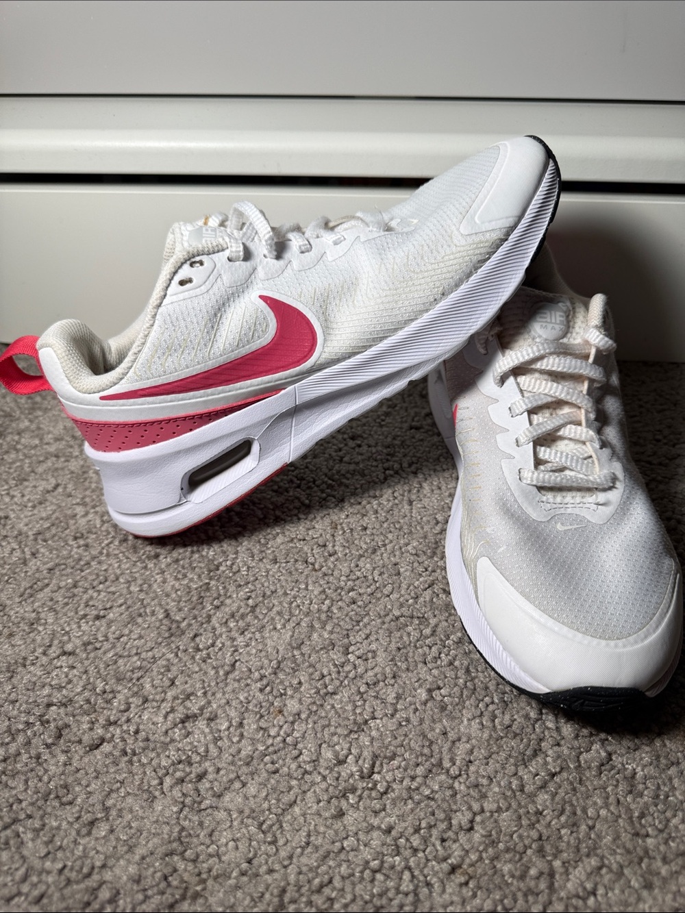Nike Women's White Sneakers with Red Swoosh